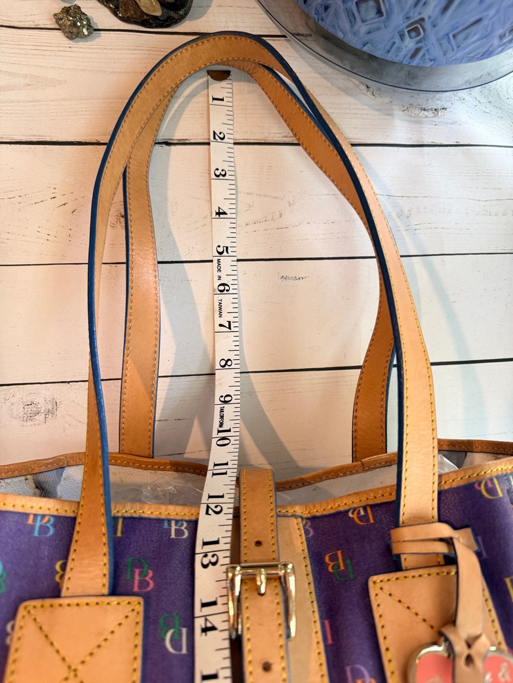 Dooney & Bourke | Y2K “IT Collection” Multicolor Monogram Shopper Tote, Purple - Picture 13 of 15